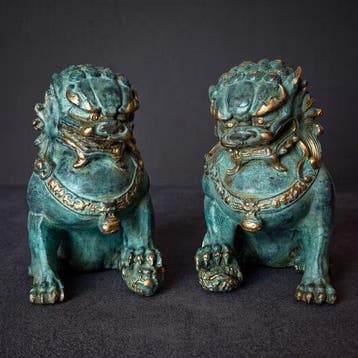 Paar Foo Dogs - Brons - China (Zonder minimumprijs), Antiek en Kunst