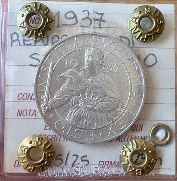 San Marino. 10 Lire 1937 (Zonder minimumprijs)