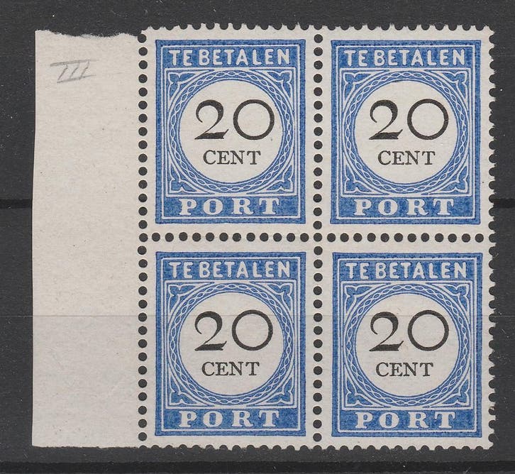 Postzegels Nederland 1894 Port P25a BLOK zeldzaam (864), Postzegels en Munten, Postzegels | Nederland, Postfris, T/m 1940, Verzenden