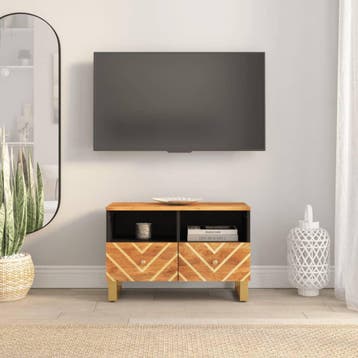 vidaXL Tv-meubel 70x33,5x46 cm massief mangohout bruin en, Verzenden, Nieuw, Overige houtsoorten