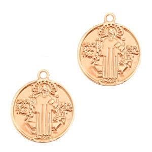 2 x Hangers Bohemian Jezus Rosegold 14x12mm (Ø1.3mm), Ophalen of Verzenden, Nieuw, Kraal