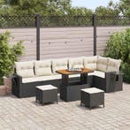 vidaXL Tuinbankenset 9 pcs Zwart poly rattan, Verzenden, Nieuw, Rotan, Meer dan 8 zitplaatsen