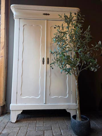 Witte biedermeier meidenkast kledingkast bez mogelijk, Ophalen of Verzenden