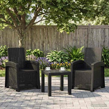 vidaXL Ligstoel in rietenlook 2 st Antracietkleurig PP, Tuin en Terras, Tuinstoelen, Verzenden, Nieuw