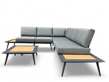 Loungeset / Hoekset Bergamo Antraciet met koffietafel, Ophalen of Verzenden, Nieuw, 5 zitplaatsen