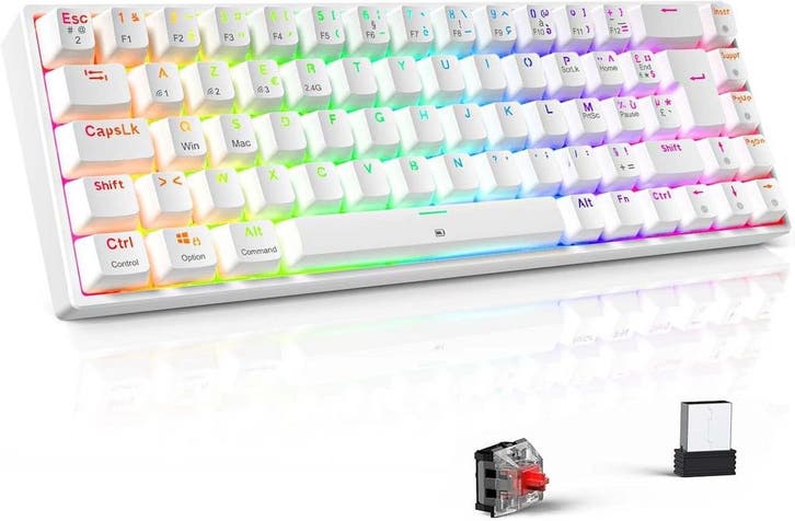 Wireless Gaming Keyboard 65% Wit | Tweedekansje | OP=OP, Computers en Software, Toetsenborden, Gaming toetsenbord, Draadloos, Azerty