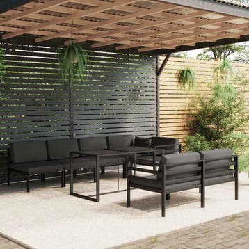 vidaXL 8-delige Loungeset met kussens aluminium, Tuin en Terras, Verzenden, Nieuw, Aluminium, Loungeset
