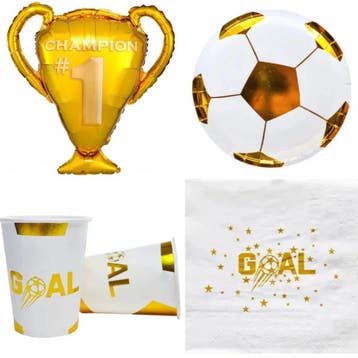 Ballonboog pakket Voetbal goud, zwart en wit, Verzenden, Nieuw, Overige typen