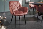 Design stoel MILANO bruin fluweel met Chesterfield quilting, Huis en Inrichting, Stoelen, Ophalen of Verzenden, Nieuw
