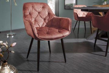 Design stoel MILANO bruin fluweel met Chesterfield quilting, Ophalen of Verzenden, Nieuw