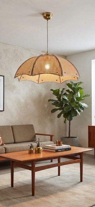 Plafondlamp - Rattan, Brons - Zeldzaam van de allerhoogste