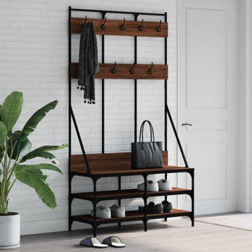 vidaXL Kledingrek met schoenenrek 100x40x184 cm bruin, Verzenden, Nieuw