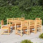 vidaXL 9-delige Tuinset massief teakhout, Verzenden, Nieuw, Teakhout, Tuinset