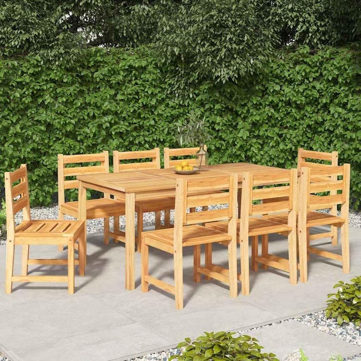 vidaXL 9-delige Tuinset massief teakhout, Tuin en Terras, Tuinsets en Loungesets, Tuinset, Nieuw, Teakhout, Verzenden