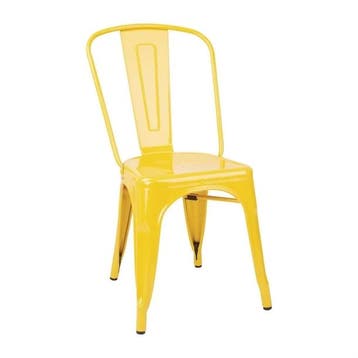 Bistro stalen bijzetstoelen | Geel | (4 stuks), Verzenden, Nieuw in verpakking