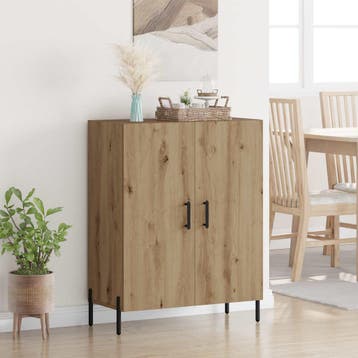 vidaXL Dressoir Artisan Eiken 69,5 x 34 x 90 cm Bewerkt hout, Huis en Inrichting, Kasten | Dressoirs, Verzenden, Nieuw, Overige houtsoorten