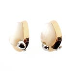 Talento bicolor gouden oorbellen met parelmoer en diamant..., Gebruikt, Overige kleuren, Ophalen of Verzenden, Met edelsteen