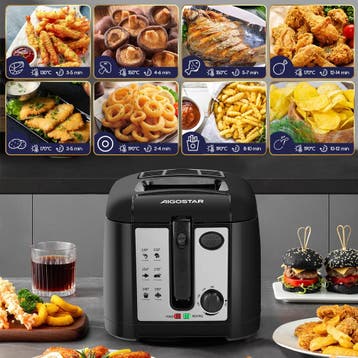 Frituurpan - Friteuse - Geurfilter - 1650W - Zwart - 2.5L -, Witgoed en Apparatuur, Frituurpannen, Verzenden, Zo goed als nieuw