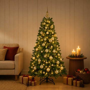 vidaXL Kunstkerstboom met kerstbal 150 cm 150 LEDs Warmwit, Diversen, Verzenden, Nieuw