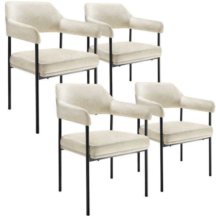 Eetkamerstoel Doé, gestoffeerd, stalen poten - Fluweellook o, Huis en Inrichting, Stoelen, Verzenden