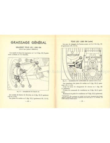 1952 CITROËN TRACTION AVANT INSTRUCTIEBOEKJE FRANS, Auto diversen