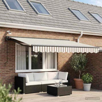 vidaXL Elektrisch Uittrekbaar Zonnescherm Lichtgrijs en wit., Tuin en Terras, Zonneschermen, Verzenden, Nieuw