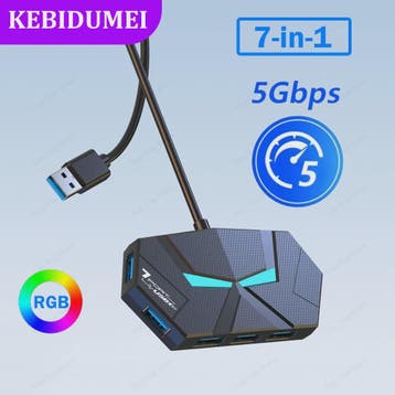 4/7 Poorts USB 3.0 Hub met Type-C Voeding - 5Gbps Docking St, Verzenden, Nieuw