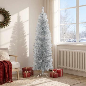vidaXL Kunstmatige slanke kerstboom 180 cm PVC en staal, Diversen, Verzenden, Nieuw