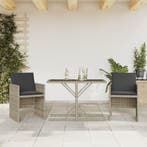 vidaXL 3-delige Bistroset met kussens poly rattan lichtgrijs, Verzenden, Nieuw
