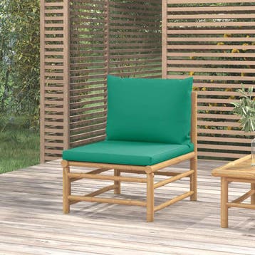 vidaXL Tuinmiddenbank met kussens bamboe groen, Verzenden, Nieuw, Hout