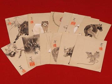 Zeer fraaie serie van twaalf schilderijen Zodiac Animals,