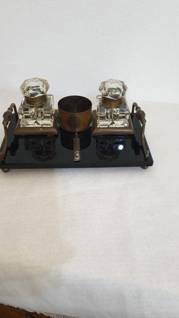 Zonder minimumprijs - Inktpot - Glas, Messing, Nieuw