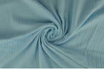 10 meter mousseline stof - Baby blauw - Double gauze, Overige materialen, Blauw, 120 cm of meer, Ophalen of Verzenden