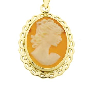 Gouden hanger met camee (Hanger of bedel), Ophalen of Verzenden, Gebruikt, Goud, Overige merken