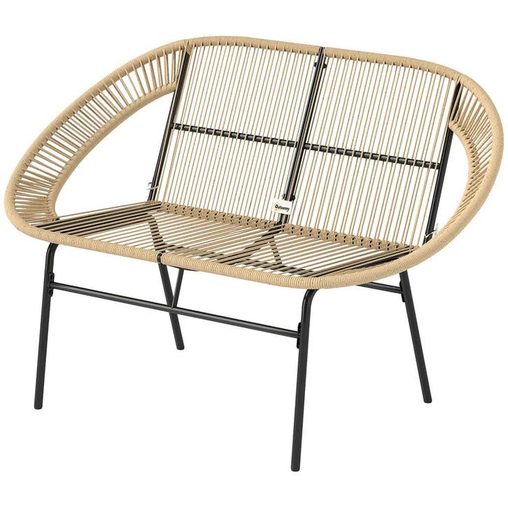 TRUUSK 2-zits Tuinbank Polyrattan - Weerbestendig en UV-best, Tuin en Terras, Parasols, Nieuw, Verzenden