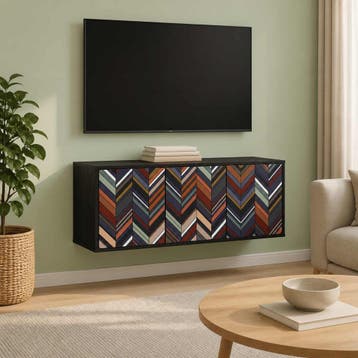 vidaXL Wandgemonteerd tv-meubel OMMEN 102 x 33 x 40 cm Zwart, Minder dan 50 cm, Verzenden, Nieuw, Minder dan 100 cm