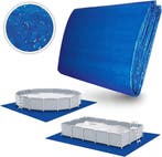 Grondzeil zwembad - Scheurbestendig - 396x396 cm - Blauw - T, Verzenden, Zo goed als nieuw