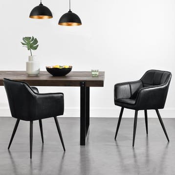 Eetkamerstoel Birmingham kuipstoel 81x57x53 cm zwart [en.cas, Verzenden, Nieuw