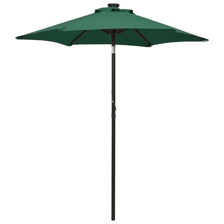 vidaXL Parasol met LED-verlichting 200x211 cm aluminium, Tuin en Terras, Parasols, Nieuw, 2 tot 3 meter, Verzenden