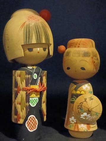 Beeldje - Paar Vintage Sosaku Kokeshi Poppen - Sgen &