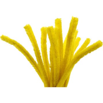 Chenille, L: 30 cm, dikte 15 mm, geel, 15 stuk/ 1 doos, Nieuw