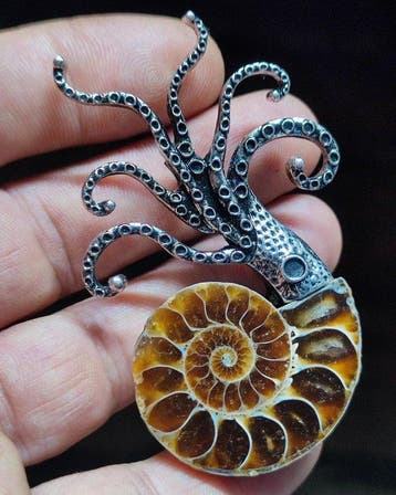Geen reserveprijs Prachtige ammoniet hanger/broche
