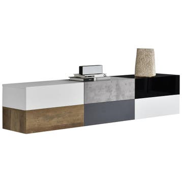 Wandplank met lade set van 6 zwart wit hout beton grijs wit, Verzenden, Nieuw