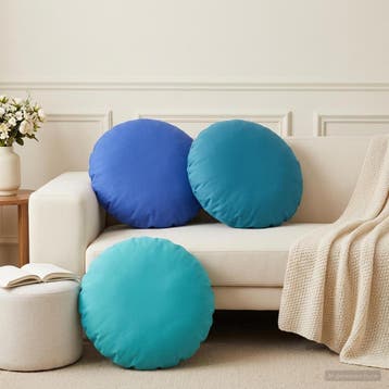 vidaXL Kussensloop 2 pcs HEERLEN Turquoise Ø 60 cm Polyester, Verzenden, Nieuw