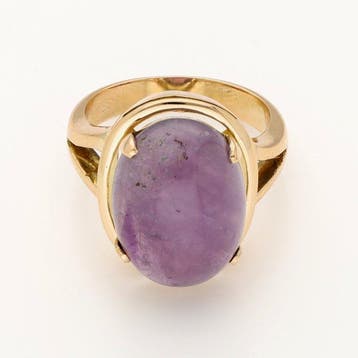 Ring - 18 karaat Geel goud - Amethist, Sieraden, Tassen en Uiterlijk, Ringen, Nieuw