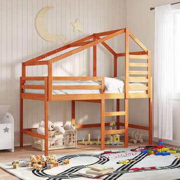 vidaXL Hoogslaper Waskleur Bruin 90 x 190 cm Massief, Verzenden, Nieuw, Bruin, Hout