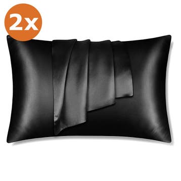 2 STUKS - Satijnen kussensloop zwart 60 x 70 cm hoofdkussen, Ophalen of Verzenden, Nieuw