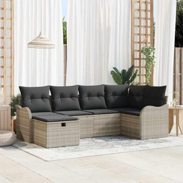 vidaXL Tuin Sofa Set 6 st 6-Aantal zitplaatsen Lichtgrijs, Verzenden, Nieuw, Rotan, 6 zitplaatsen