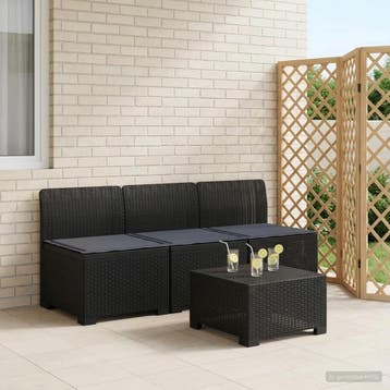 vidaXL 3-zits tuinbank met kussens in rattanlook PP, Verzenden, Nieuw