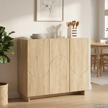 vidaXL Dressoir Sonoma Eiken 85,5 x 31 x 75 cm Bewerkt hout, Huis en Inrichting, Kasten | Dressoirs, Verzenden, Nieuw, 50 tot 100 cm